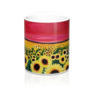 Sunflower Art Gift Mug 11oz - Red Sky